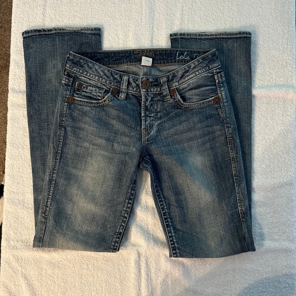 Silver Jeans Blue Denim with Brown Stitching - Picture 3 of 7